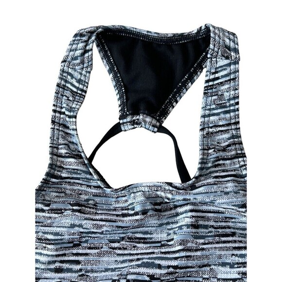 TYR Sports Bra Swim Top Tie Open Back Gray Blue Black Marled Size Small SAMPLE - Picture 3 of 9